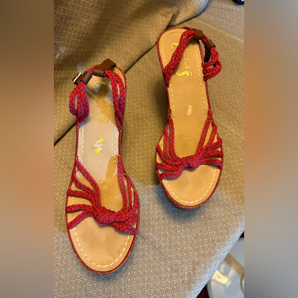 Miss Trish Elegant Red Braided Women's Sandals